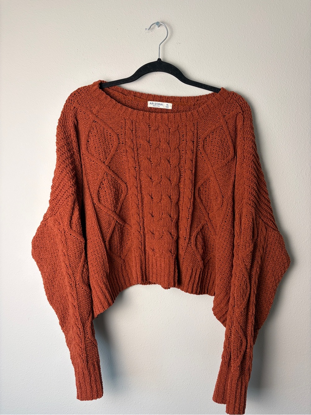 Arizona Jean Co. Rust Cableknit Cropped Sweater Size XL
